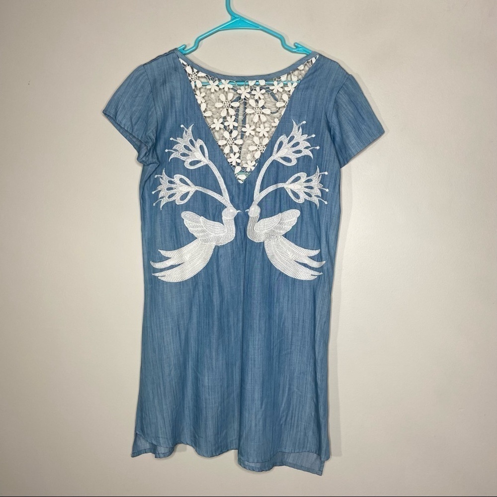Judith March Embroidered Birds Tencel Boho Dress S